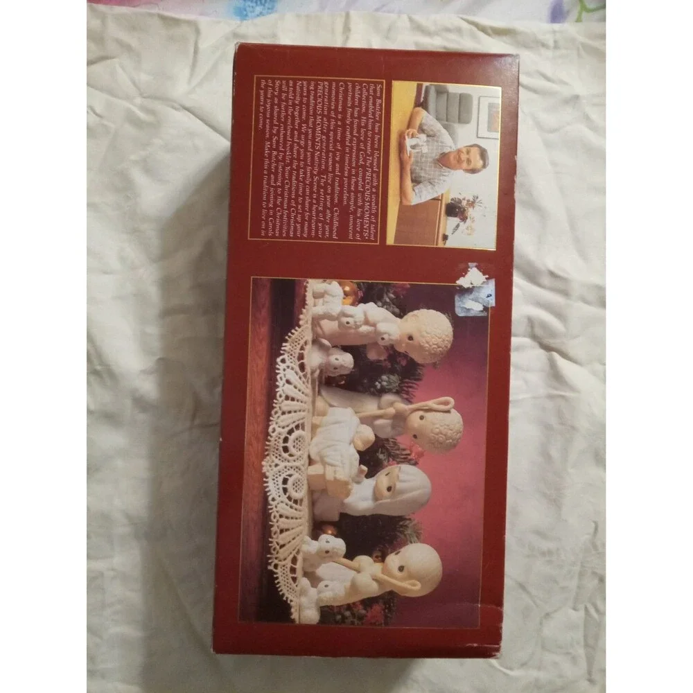 Precious Moments 9 Piece Enesco Set 104000 Come Let Us Adore  Him 1986 BisqueNew
